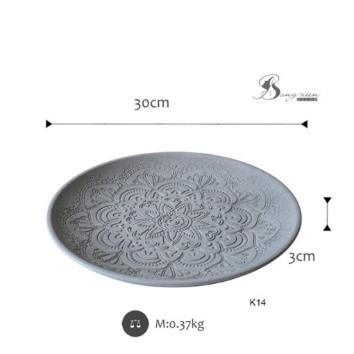 Khay gỗ tròn xám 3