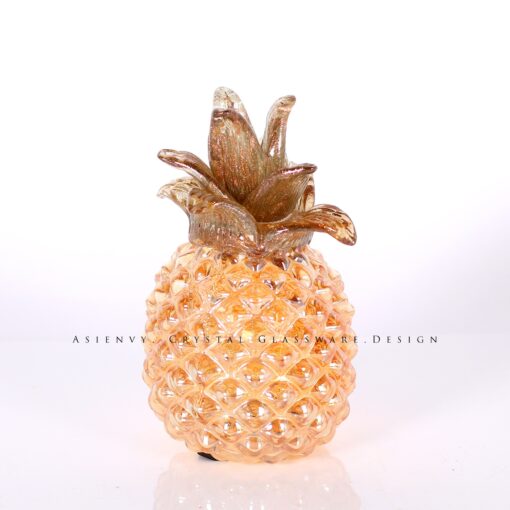 Decor quả dứa thuỷ tinh màu vàng S 1