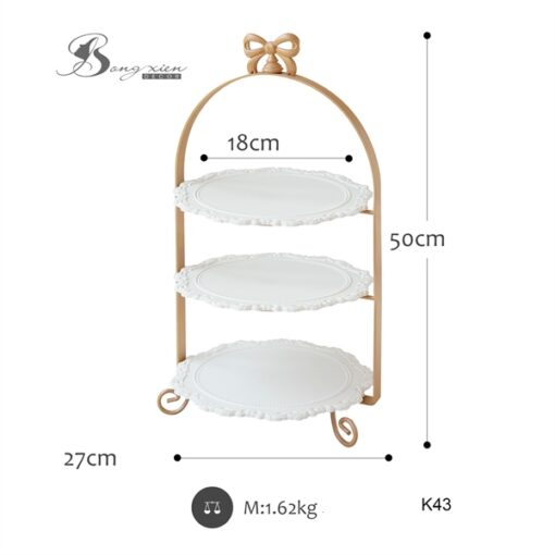 Kệ bánh 3 tầng trắng viền nâu 1