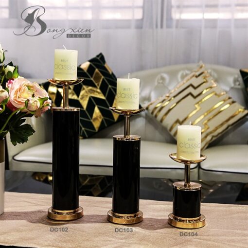Decor Chân nến vàng đen S 3