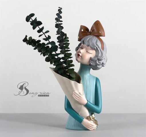 Décor cô gái màu xanh không hoa (M) ** 3