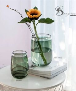 Bình trụ xanh ngọc M. trắng 9