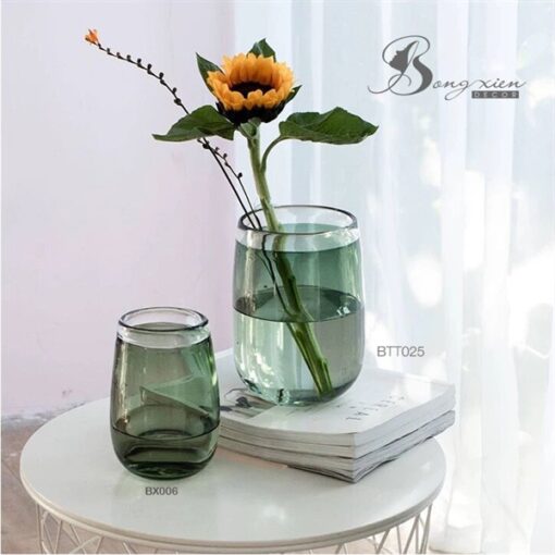 Bình trụ xanh ngọc M. trắng 5