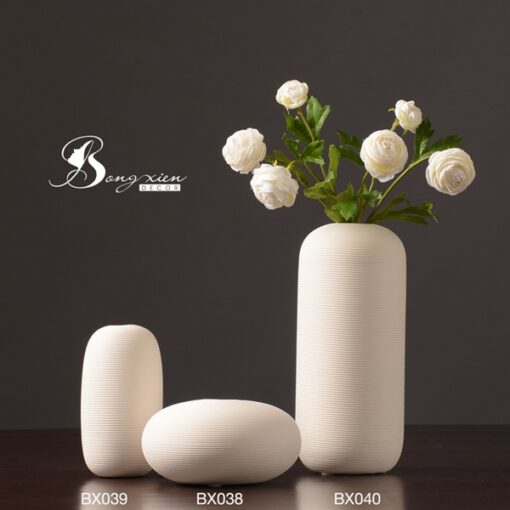 Bình gốm trắng hình bầu (S) 3