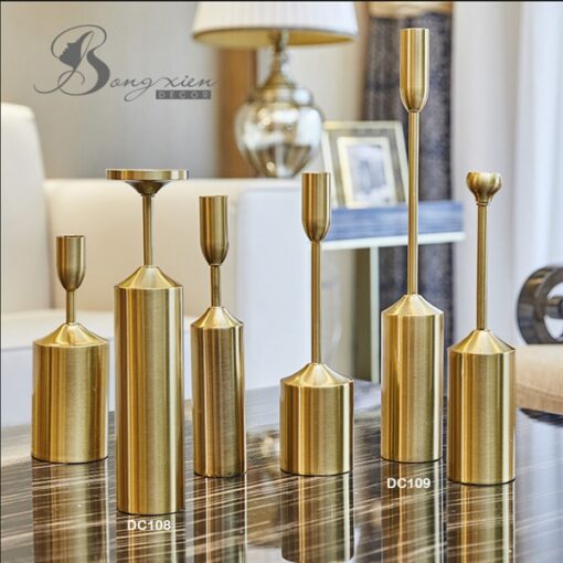 Bộ ba chân nến kim loại mạ vàng (loại B) 3