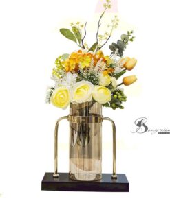 Decor bình cam trong, đế nhựa đen L 7