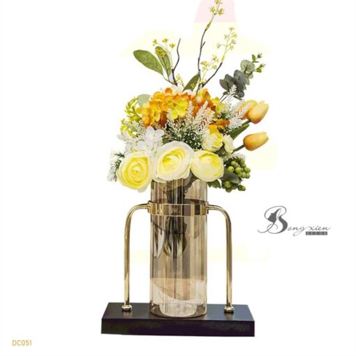 Decor bình cam trong, đế nhựa đen L 3
