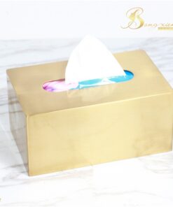 Hộp giấy vuông kim loại màu vàng dài 7