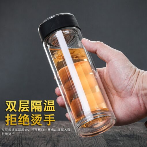 Bình giữ nhiệt 2 lớp thuỷ tinh 400ml nắp đen 1