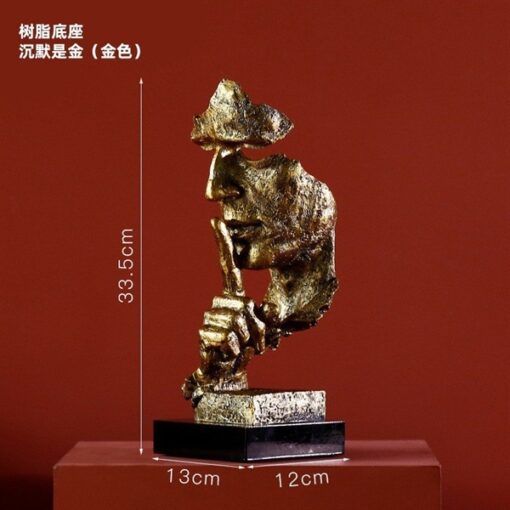 Decor tượng mặt người im lặng (vàng) 1
