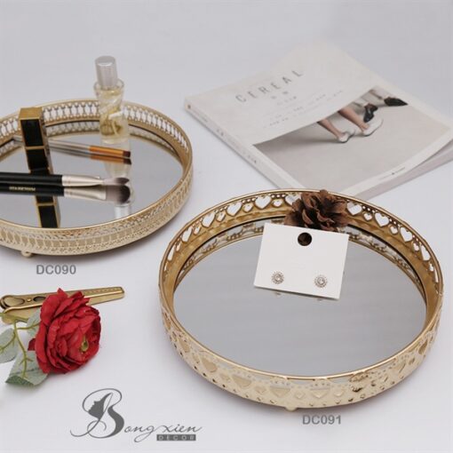 Khay mỹ phẩm tròn mặt gương (M) 3