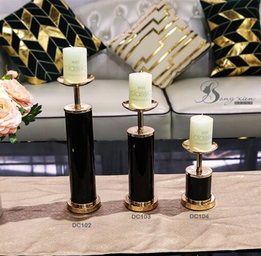 Decor Chân nến vàng đen S 7