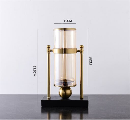 Decor bình trong viền vàng cao, đế nhựa đen (M) 1