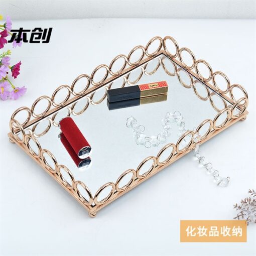 Khay gương CN đựng mỹ phẩm viền vòng tròn (S) 1
