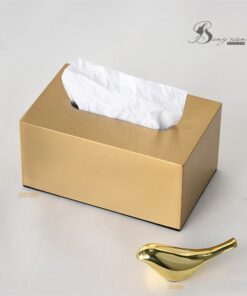 Hộp giấy vuông kim loại màu vàng dài 9