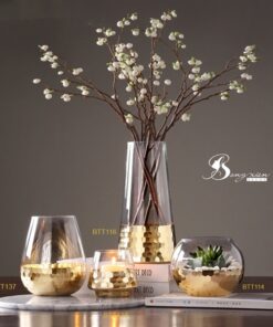Bình trắng đế vàng (M) 5
