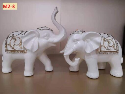 Decor tượng voi trang trí màu trắng 1