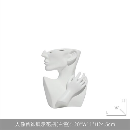 Tượng đầu gốm có tay (bạc) 3