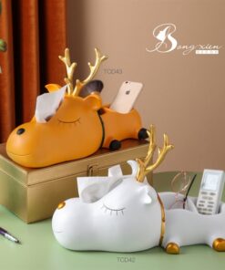 Hộp đựng giấy kèm khay đồ mini hươu vàng cute 11
