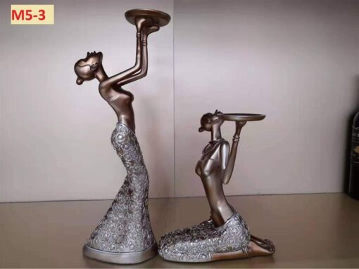 Decor tượng cô gái màu trắng đồng 1