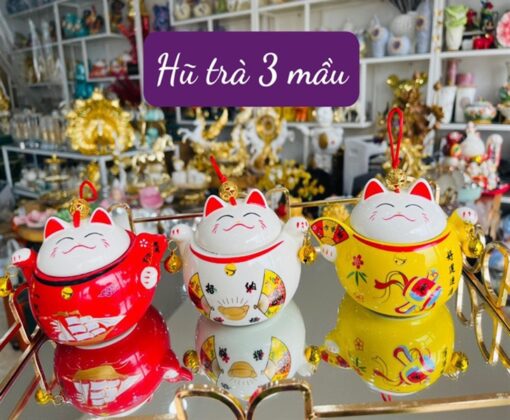 Hũ trà mèo màu trắng 1