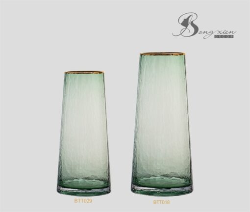 Bình trụ xanh lá M. viền vàng (S) 5