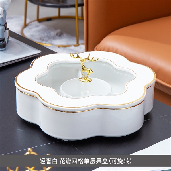 Khay kẹo gốm trắng 1 tầng 2 Khay kẹo gốm trắng 1 tầng 1