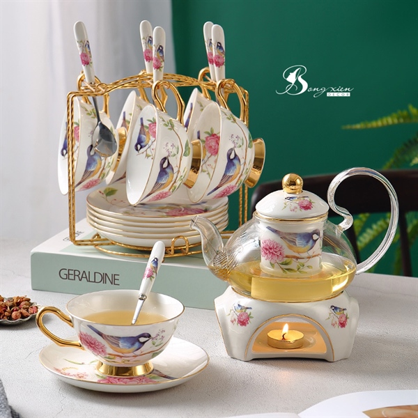 Bộ 2 chén có giá treo chim sẻ (không ấm) 2 Bộ 2 chén có giá treo chim sẻ (không ấm) 1