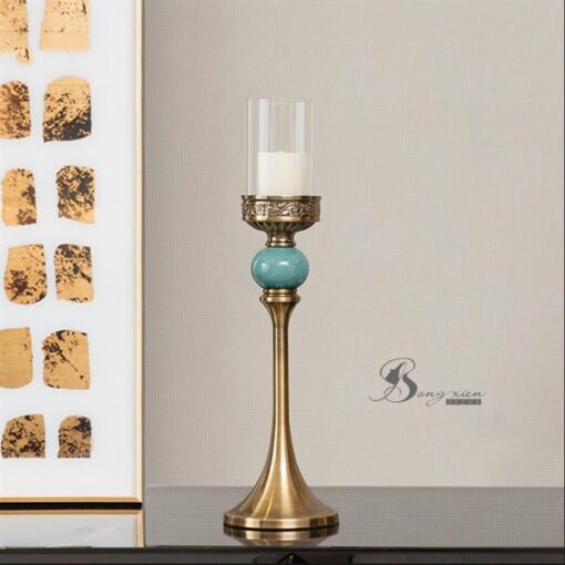 Decor đèn nến cổ điển đá xanh 1