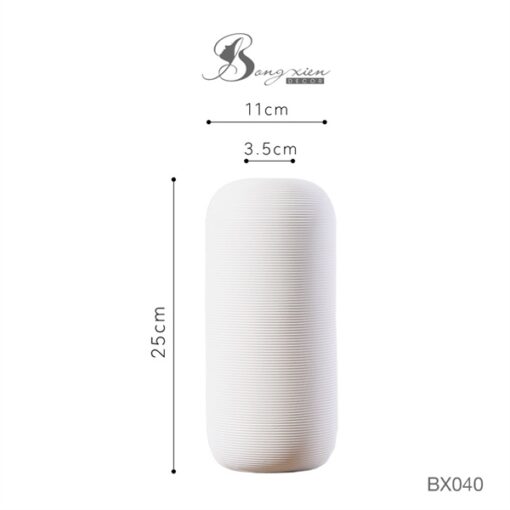 Bình gốm trắng hình trụ (l) 9