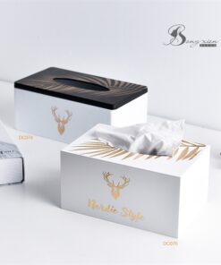 Hộp giấy nhựa hoạ tiết lá cây trắng S 5