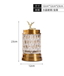 Hũ thuỷ tinh cao cấp đế kim loại nắp hươu nằm 12 Hũ thuỷ tinh cao cấp đế kim loại nắp hươu nằm 11