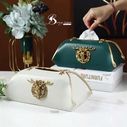 Hộp đựng giấy huơu nổi màu trắng 3