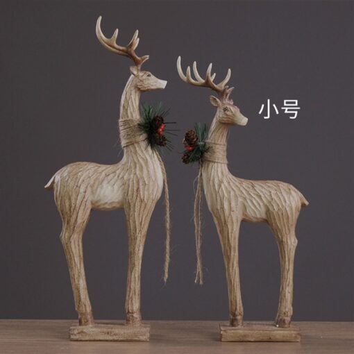Decor tượng 2 con hươu giả gỗ (S) 1