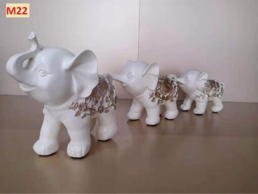 Decor tượng 3 con voi màu trắng 1