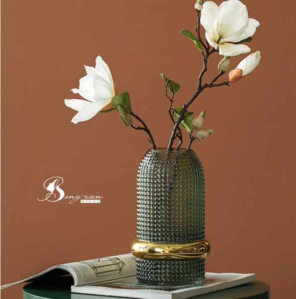 Bình trụ xanh chiết eo vàng (M) 2 Bình trụ xanh chiết eo vàng (M) 1