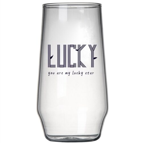 Cốc thuỷ tinh in chữ LUCKY đen 450ml (cao) 1