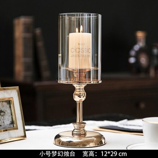 Decor chân nến nắp thủy tinh (M) 1