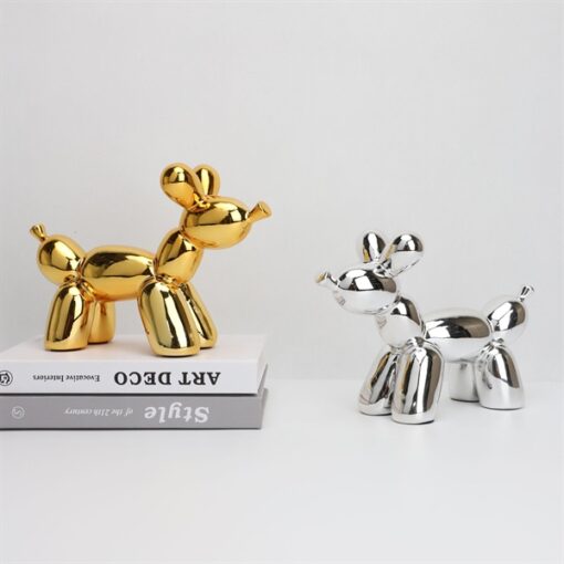 Decor tượng bóng chó bạc 1