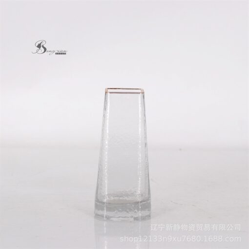 Bình TT trong suốt trụ vuông viền vàng (S) 1