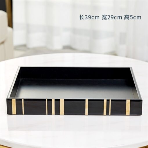 Decor khay cường lực đen sọc vàng 3