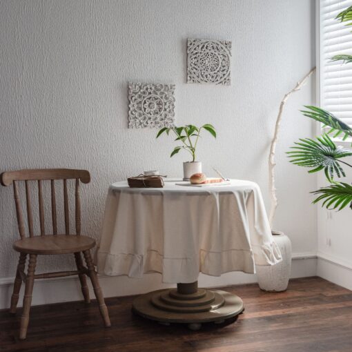 KTB viền lá sen vải nhung tròn 150 cm 1