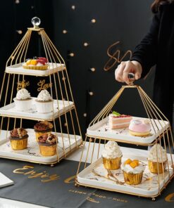 Khay trắng 2 tầng mặt đá 6 Khay trắng 2 tầng mặt đá 5