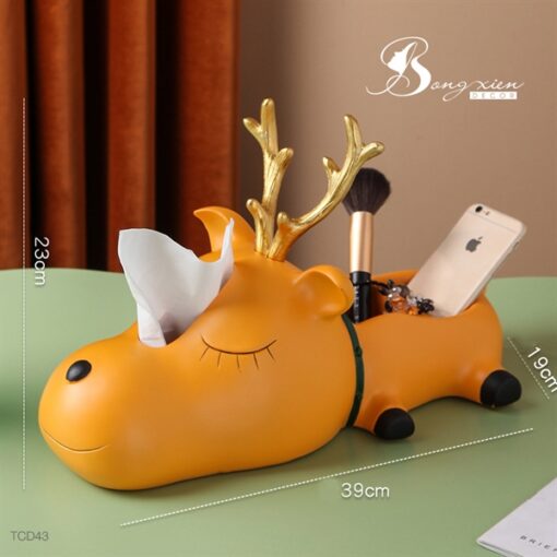 Hộp đựng giấy kèm khay đồ mini hươu vàng cute 1