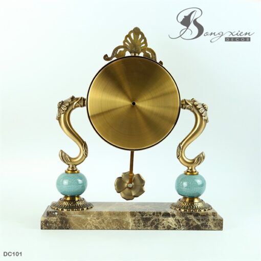 Đồng hồ để bàn bằng đá cẩm thạch họa tiết hoa hồng 7