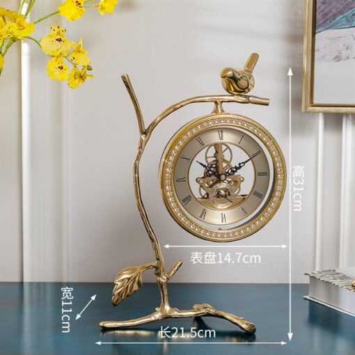 Decor đồng hồ vàng, đính đá, chim sẻ cành cao 1