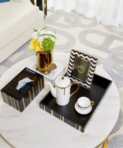 Hộp đựng giấy kính cường lực đen sọc vàng 5