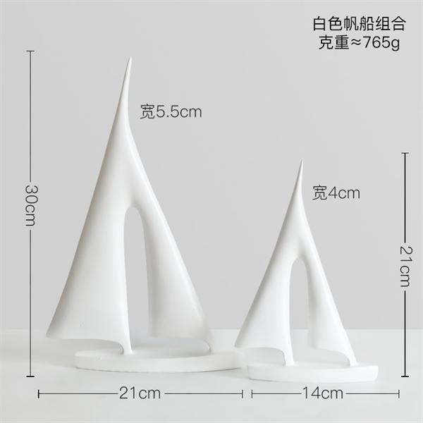 Decor tượng 2 con thuyền trắng 2 Decor tượng 2 con thuyền trắng 1