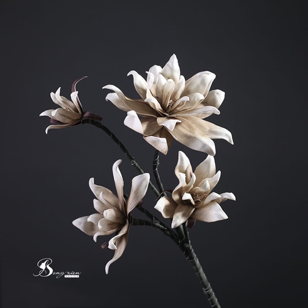 Cành hoa đầu phật thủ 4 bông màu nâu 2 Cành hoa đầu phật thủ 4 bông màu nâu 1