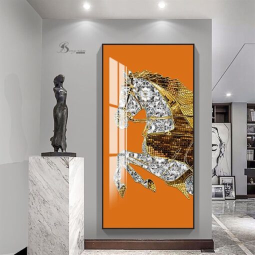 Tranh ngựa đính đá 80x135 1